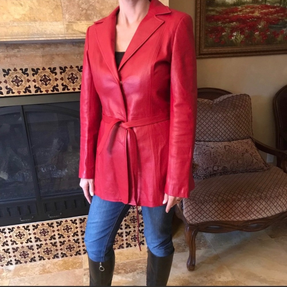 Gorgeous Red Leather Jacket - Fitted, new